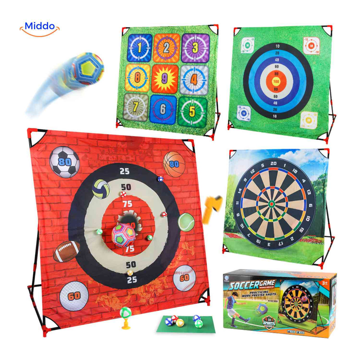 set de golf 4 en 1 avec plusieurs cibles, jeu de sport polyvalent en plein air