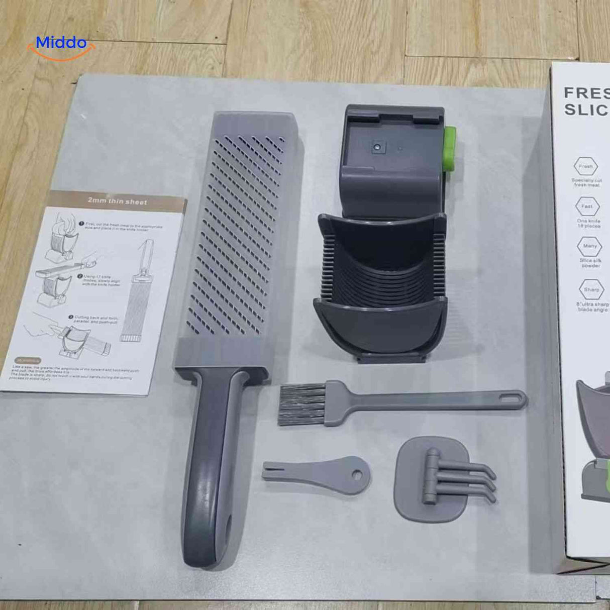 kit complet de trancheuse à viande avec accessoires, coloris gris élégant