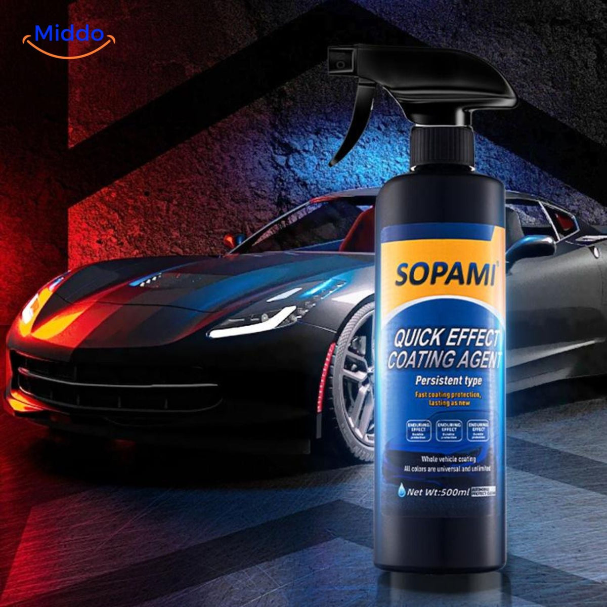 Spray de protection Sopami™ à côté d’une voiture de sport