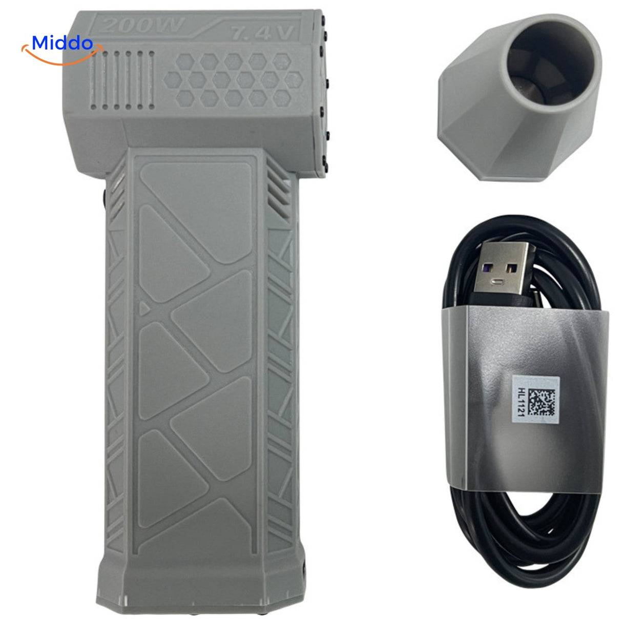 souffleur d'air turbojet pro coloris gris avec embout de précision et câble de recharge usb inclus