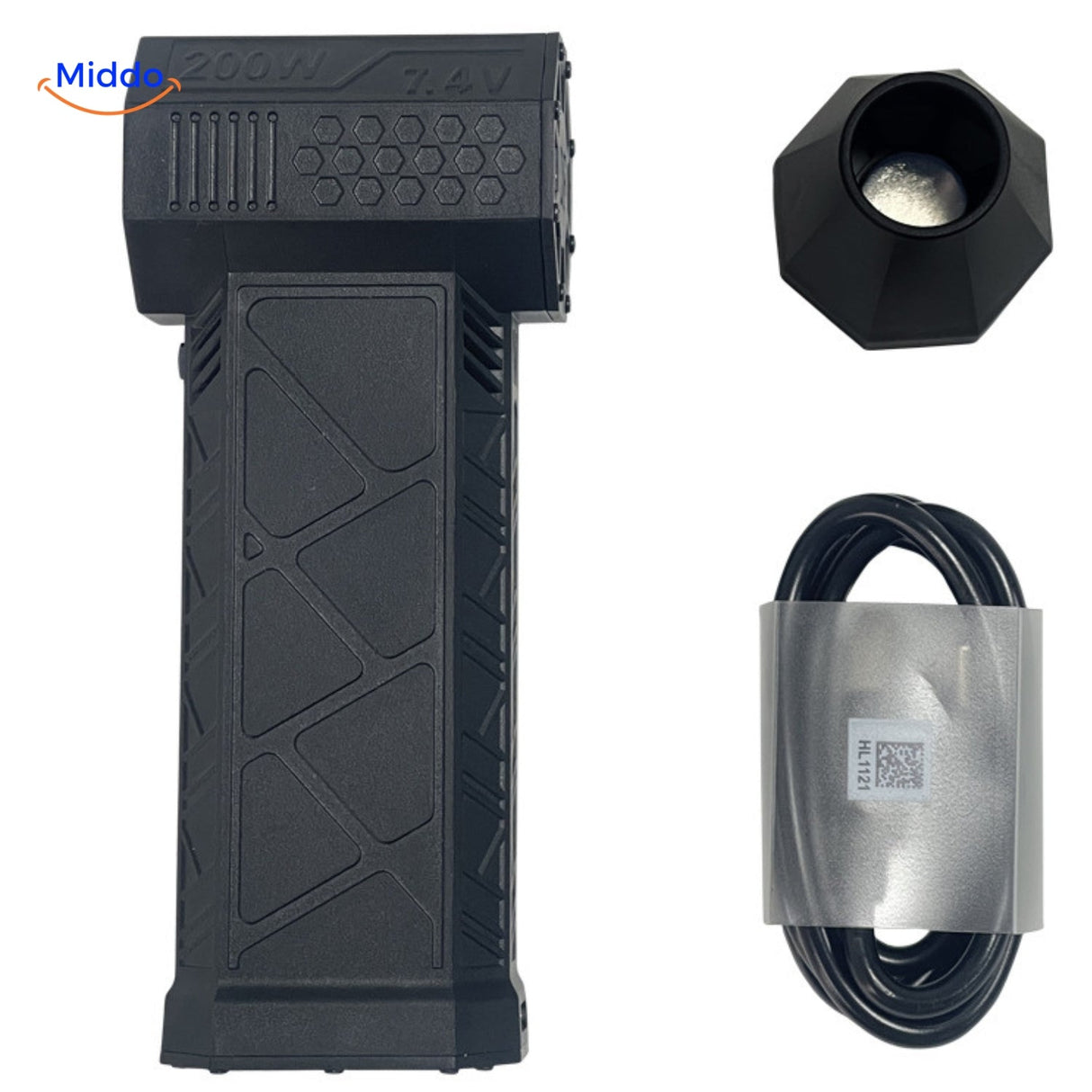 souffleur d'air turbojet pro coloris noir avec embout de précision et câble de recharge usb inclus