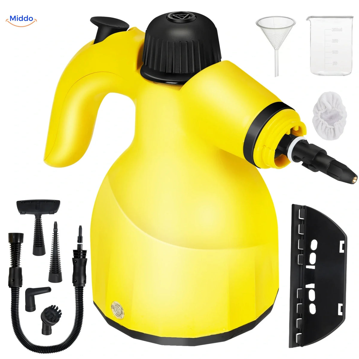 Nettoyeur vapeur Steamora jaune avec kit complet d’accessoires