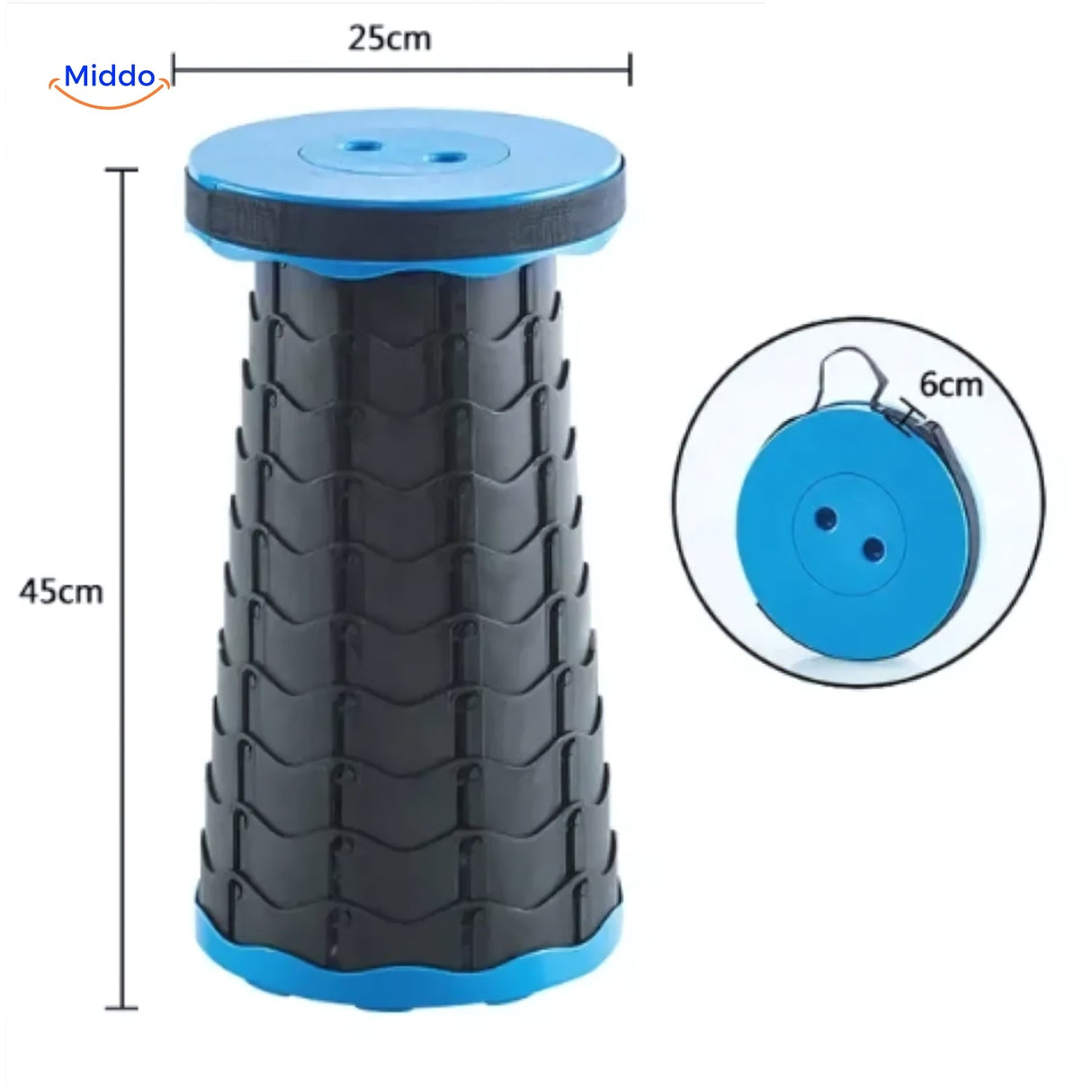 tabouret télescopique réglable en coloris bleu, léger et pratique