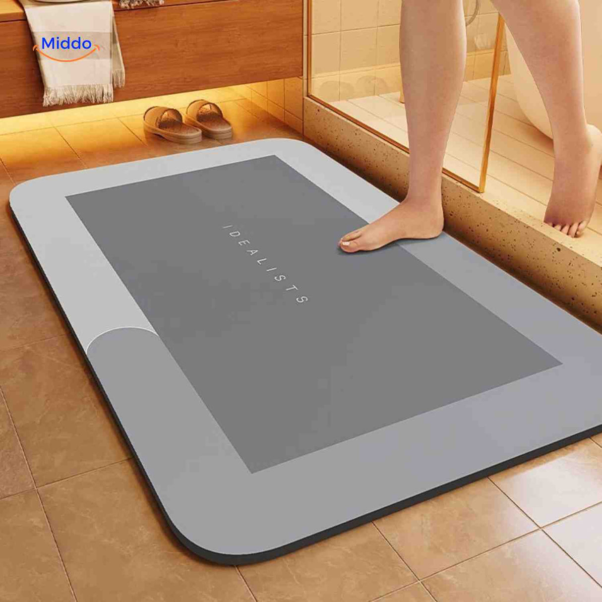tapis de bain rectangulaire absorbant, coloris gris foncé