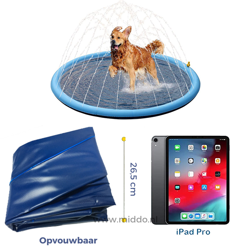tapis d'eau pliable présenté en format replié et déplié pour un rangement facile