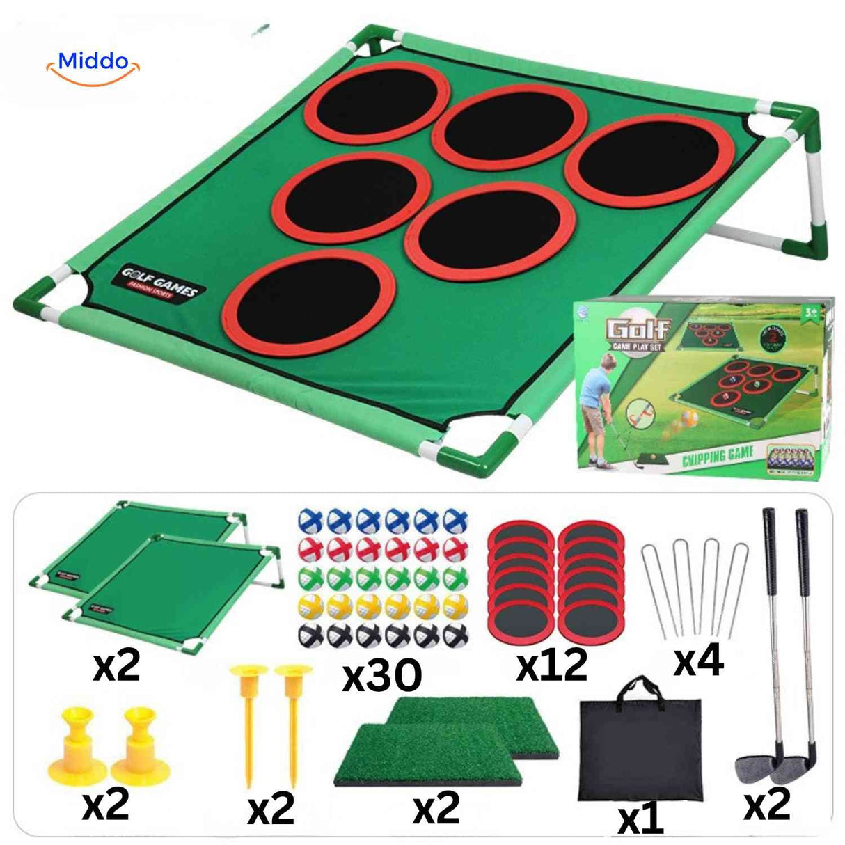 mega set de chipping golf avec tapis, cibles et balles pour pratiquer partout