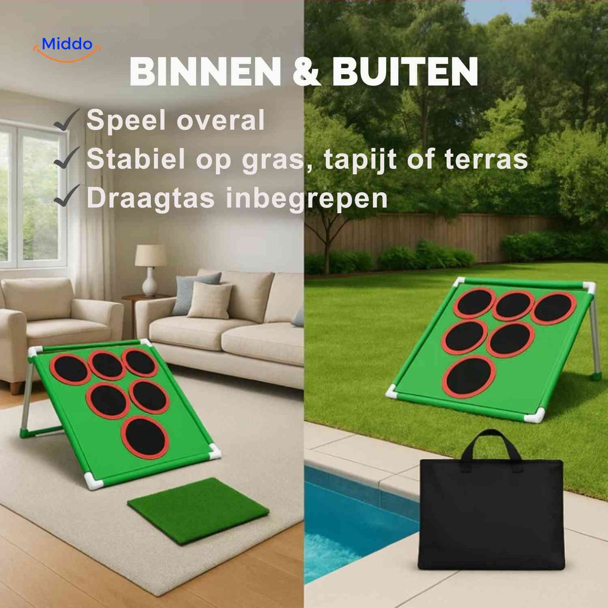 tapis de golf avec cibles, jouable en intérieur et en extérieur