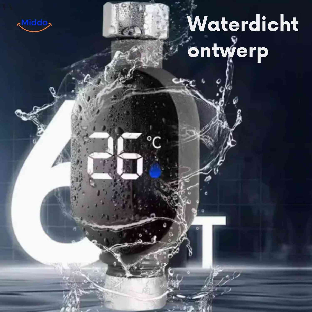 thermomètre de robinet étanche avec affichage LED résistant aux éclaboussures d'eau
