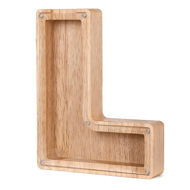 tirelire lettre L en bois, décorative et fonctionnelle pour la chambre d'enfant