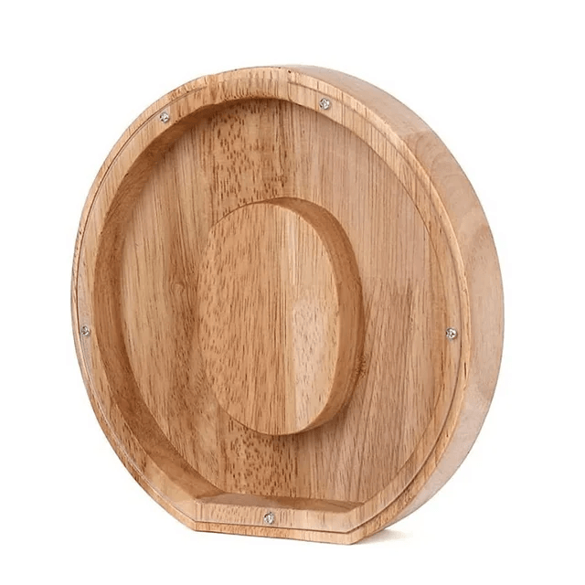 tirelire en forme de lettre O en bois, jolie et pratique pour les enfants