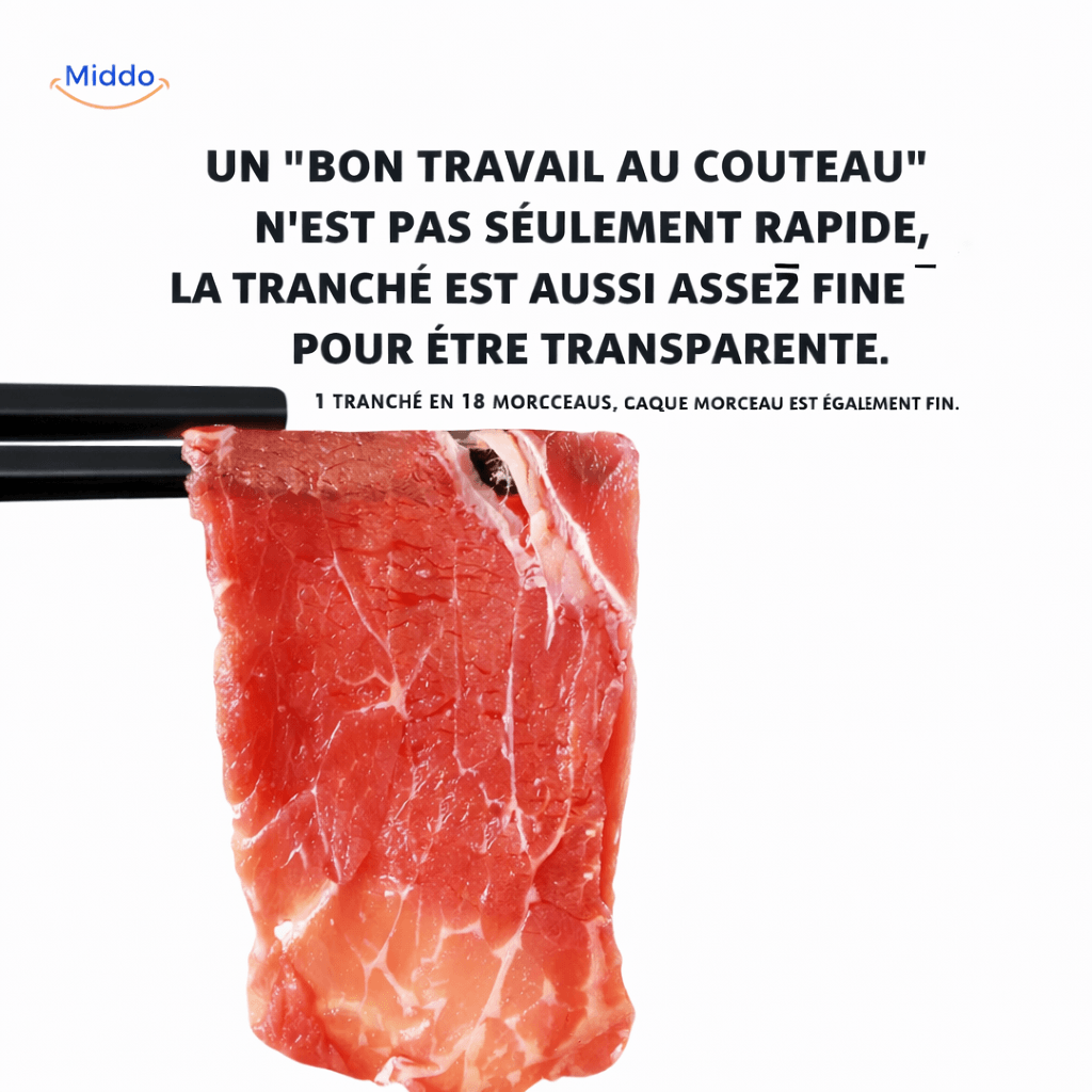 infographie mettant en avant les avantages du set de découpe à viande manuelle multifonction