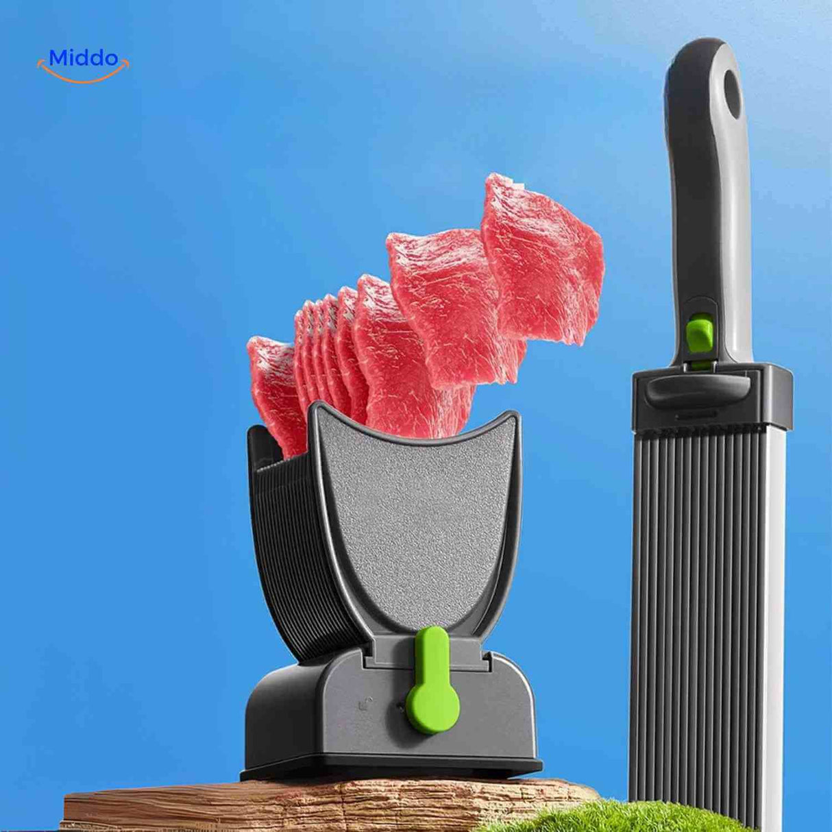 trancheuse à viande manuelle avec poignée ergonomique pour découper des tranches fines facilement