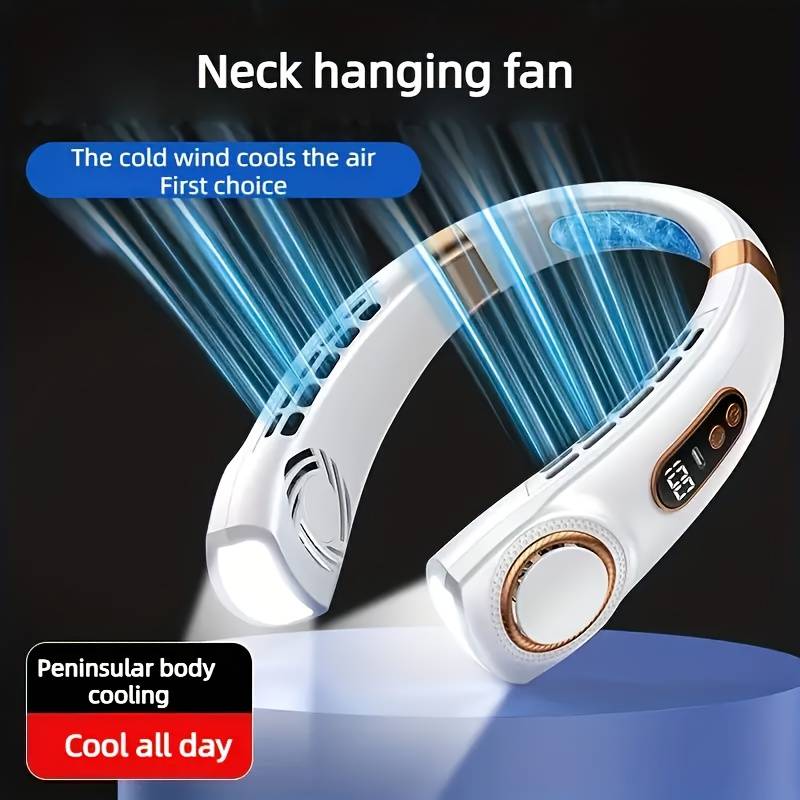 ventilateur de cou noir portable multi-réglages, économe en énergie pour les journées chaudes