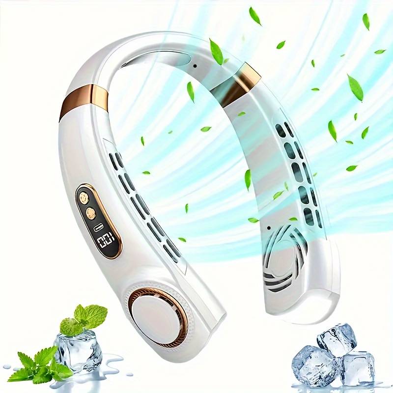 ventilateur de cou blanc multi-vitesse robuste, idéal pour les activités extérieures quotidiennes