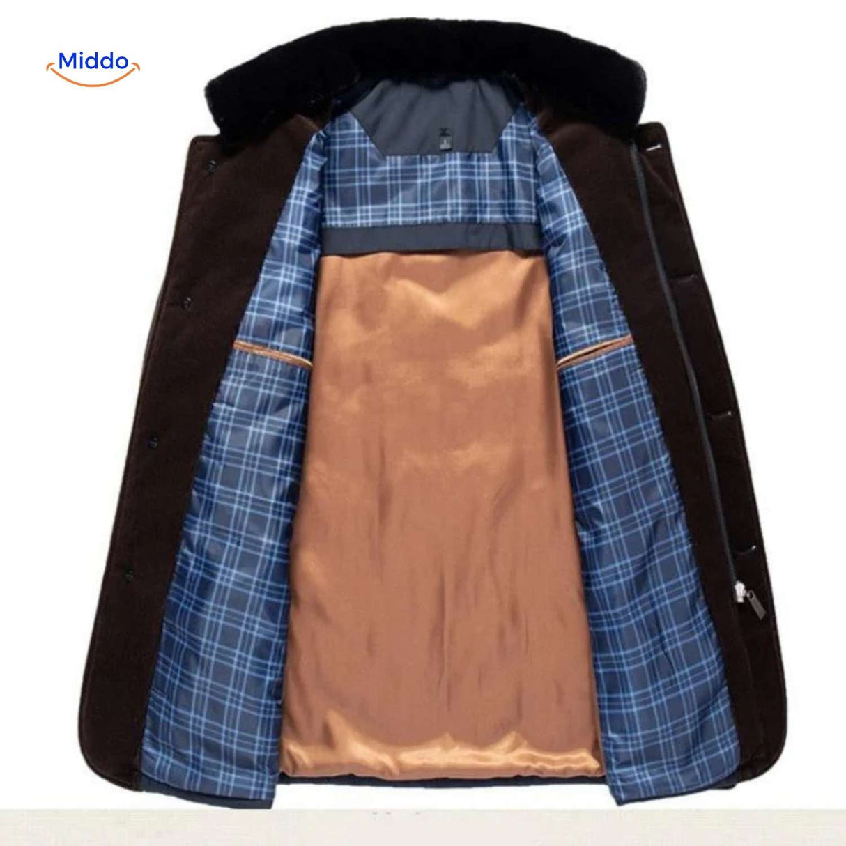 intérieur de la veste matelassée avec doublure à carreaux et col montant doux