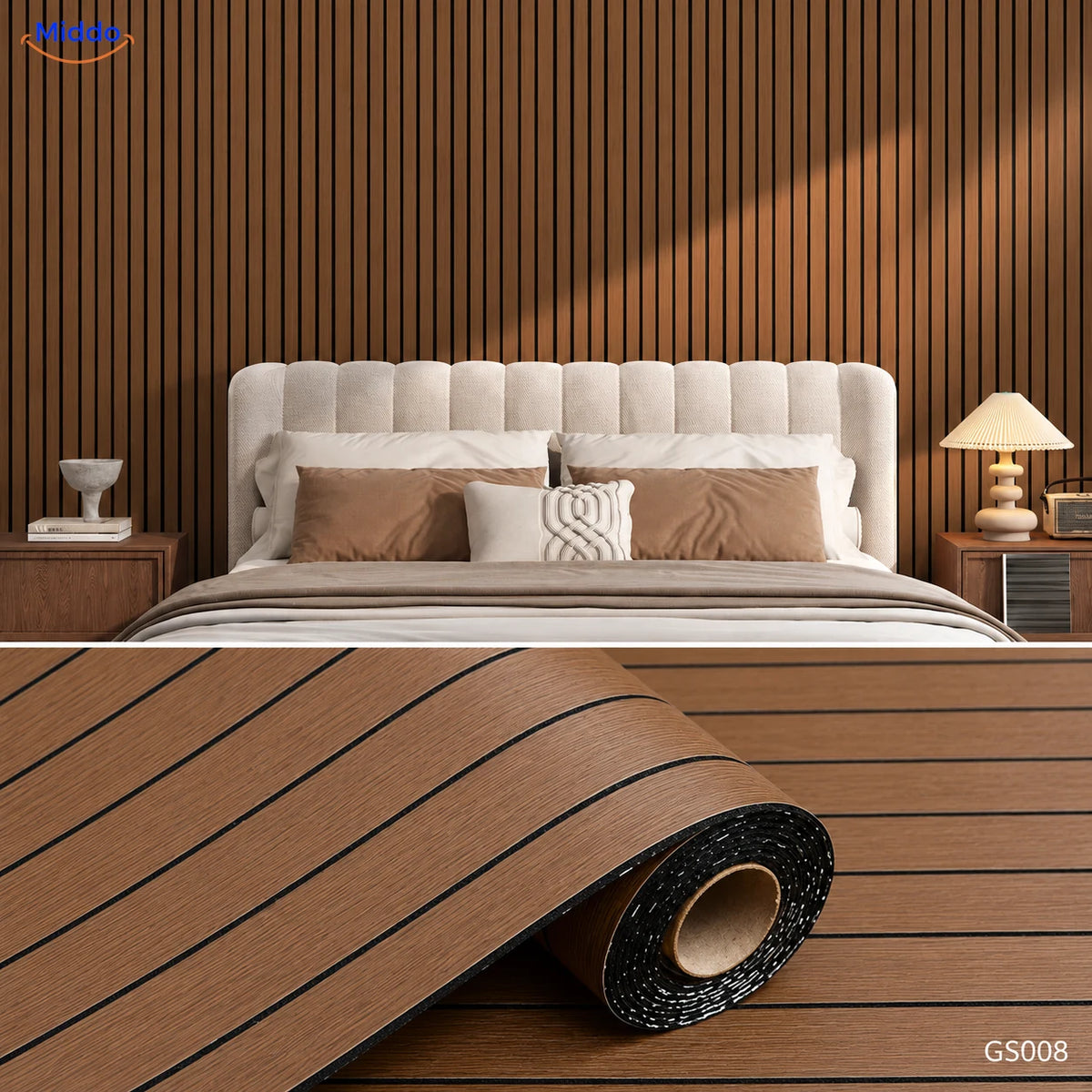 Panneaux muraux autocollants en PVC Woodline – Palmier – GS008