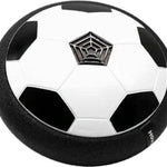 AirPlay voetbal een zwevende schijf in de vorm van een bal met zwarte witte kleuren en zwarte rand op witte achtergrond.