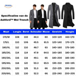 Maattabel voor Ashford™ Peaky Blinders herenjas in zwart en grijs.