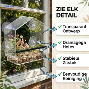 Mangeoire AviHaven transparente à ventouses pour oiseaux, vue 03