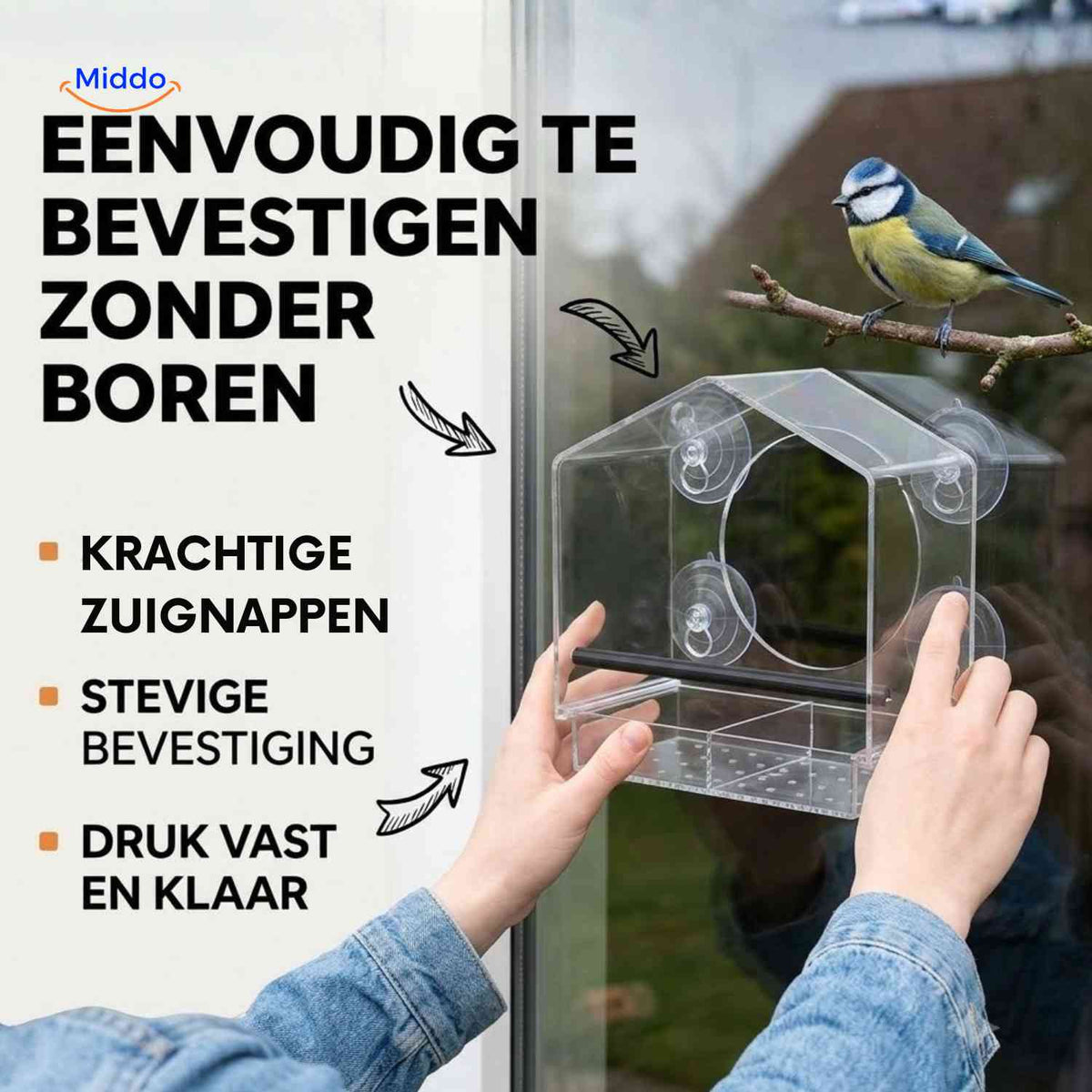 Mangeoire AviHaven transparente à ventouses pour oiseaux, vue 05