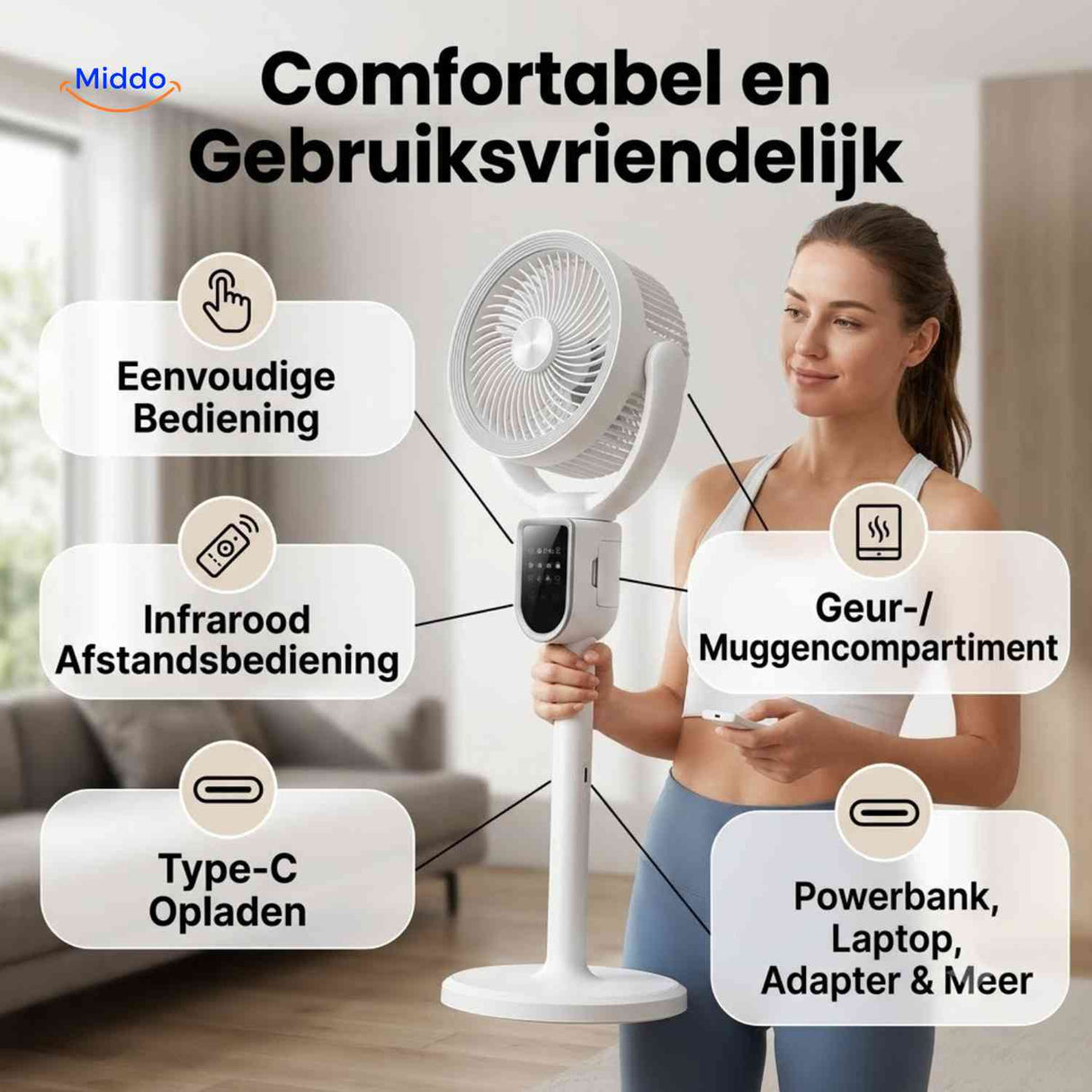 Ventilateur Breezeo silencieux et réglable, vue produit 7