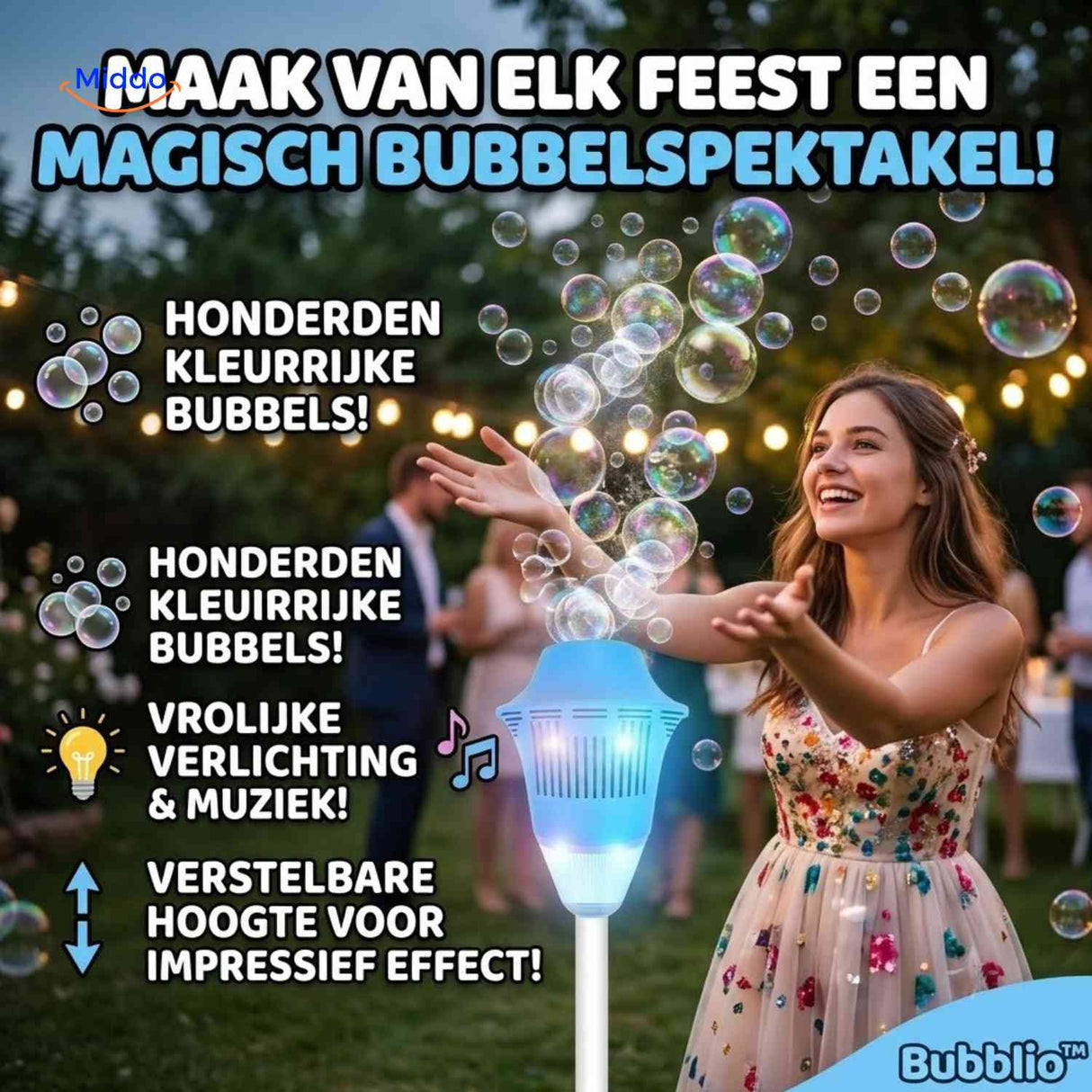 Machine à bulles Bubblio rechargeable avec LED et musique, vue produit 9
