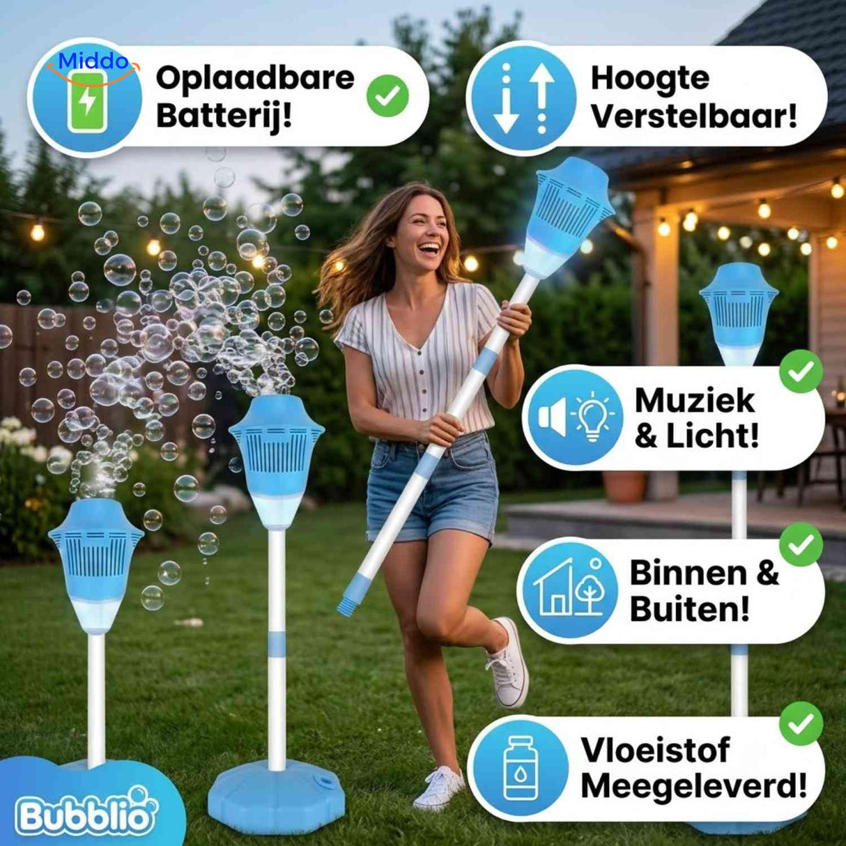 Machine à bulles Bubblio rechargeable avec LED et musique, sans fil, vue 8
