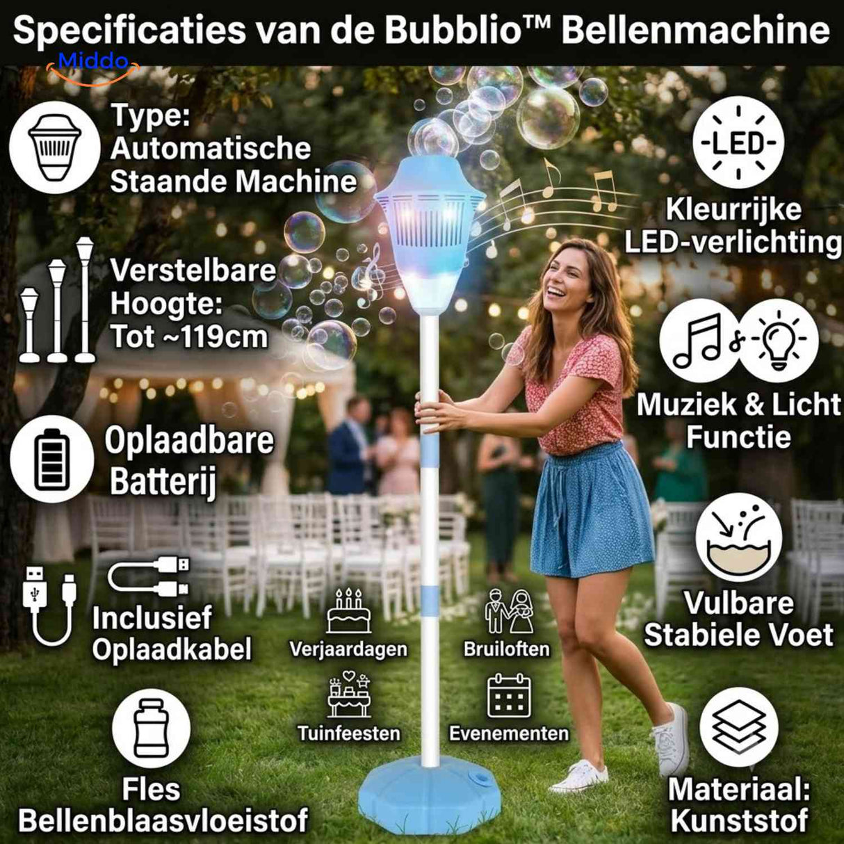 Machine à bulles Bubblio rechargeable avec LED et musique, rechargeable, vue 7