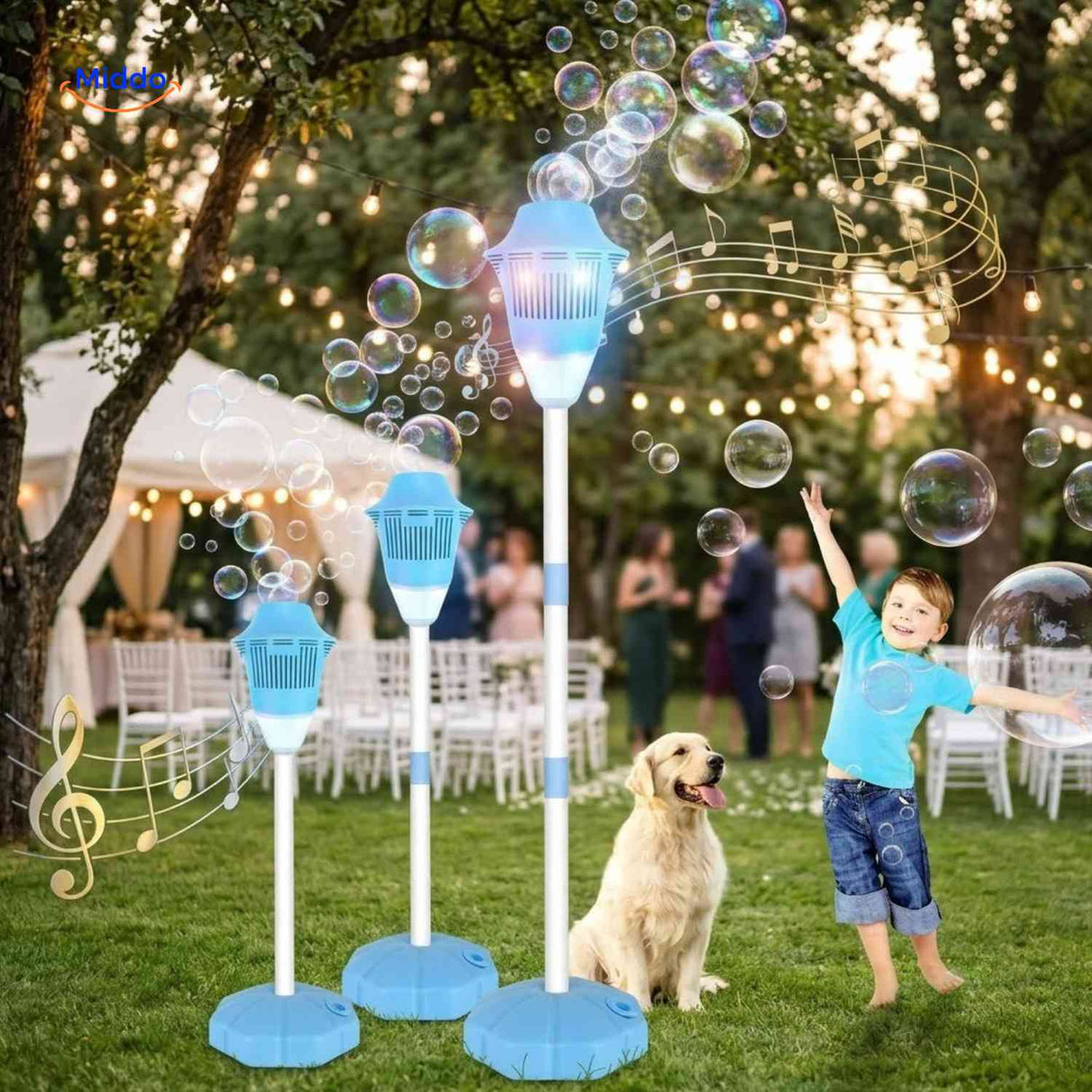 Machine à bulles Bubblio rechargeable avec LED et musique, réglable, vue 1