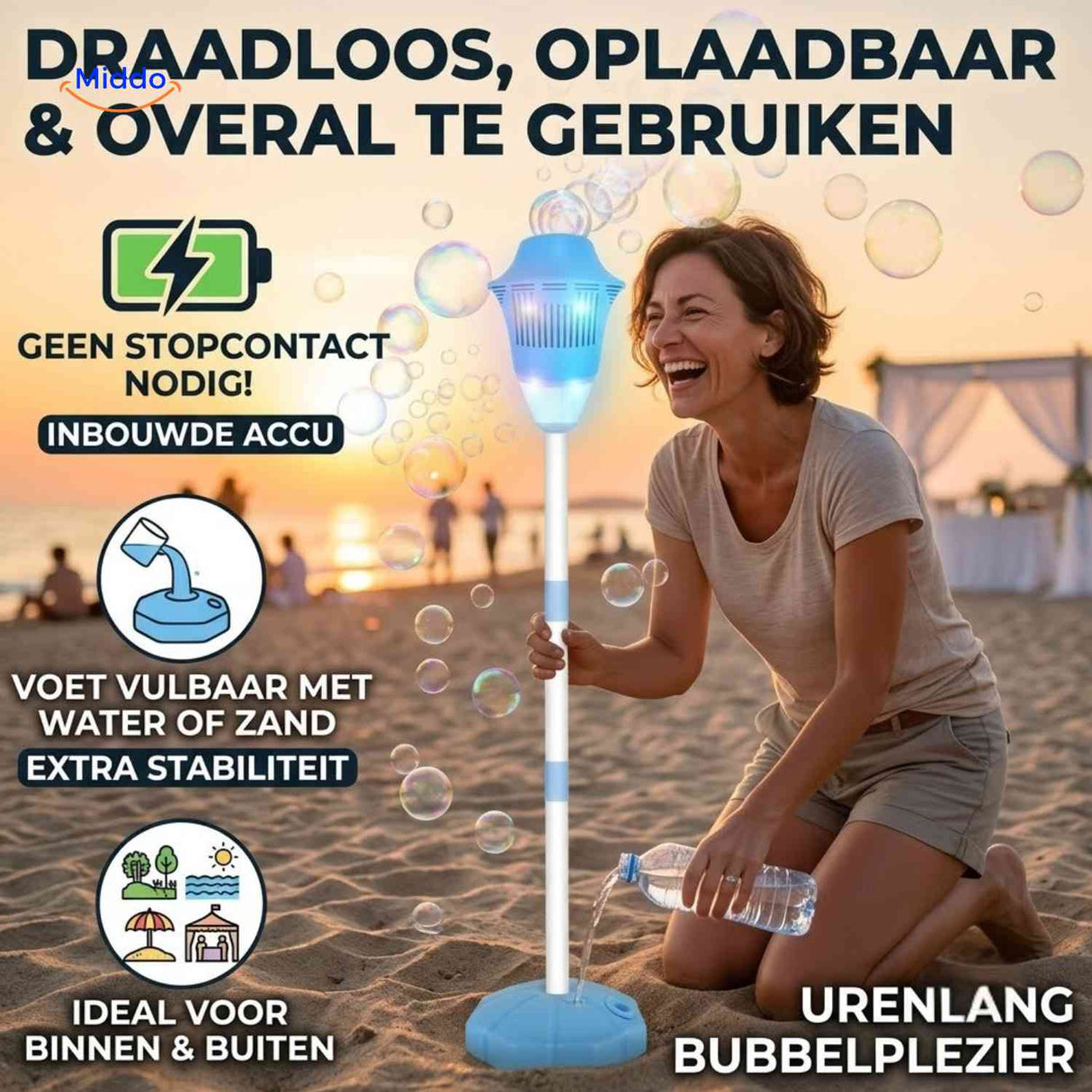 Machine à bulles Bubblio rechargeable avec LED et musique, réglable, vue 6