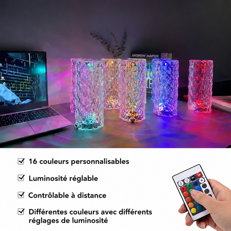 Krystal™ Lampe de Table avec 16 Couleurs Personnalisables et Touchpad
