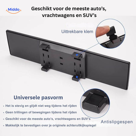 ClearView Spiegel met breedere kijkhoek en verbeterde veiligheid www.middo.nl