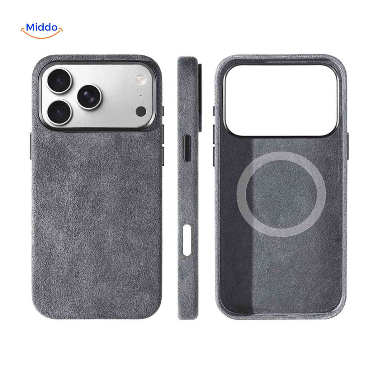 Coque iPhone AlcantaPro compatible MagSafe, gris foncé, vue 2