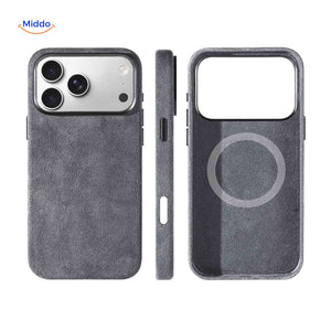 Coque iPhone AlcantaPro compatible MagSafe, gris foncé, vue 2