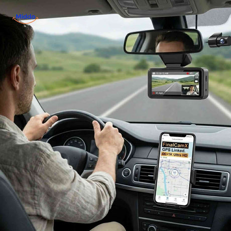 DriveGuard dashcam installation voiture avec caméra avant et arrière