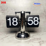 Elegante Retro Flip Vintage Klok Met Kwarts Uurwerk 24 Uurs Zwart Kleur www.middo.nl
