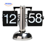 Elegante Retro Flip Vintage Klok Quartz Uurwerk Single Zwart Kleur www.middo.nl