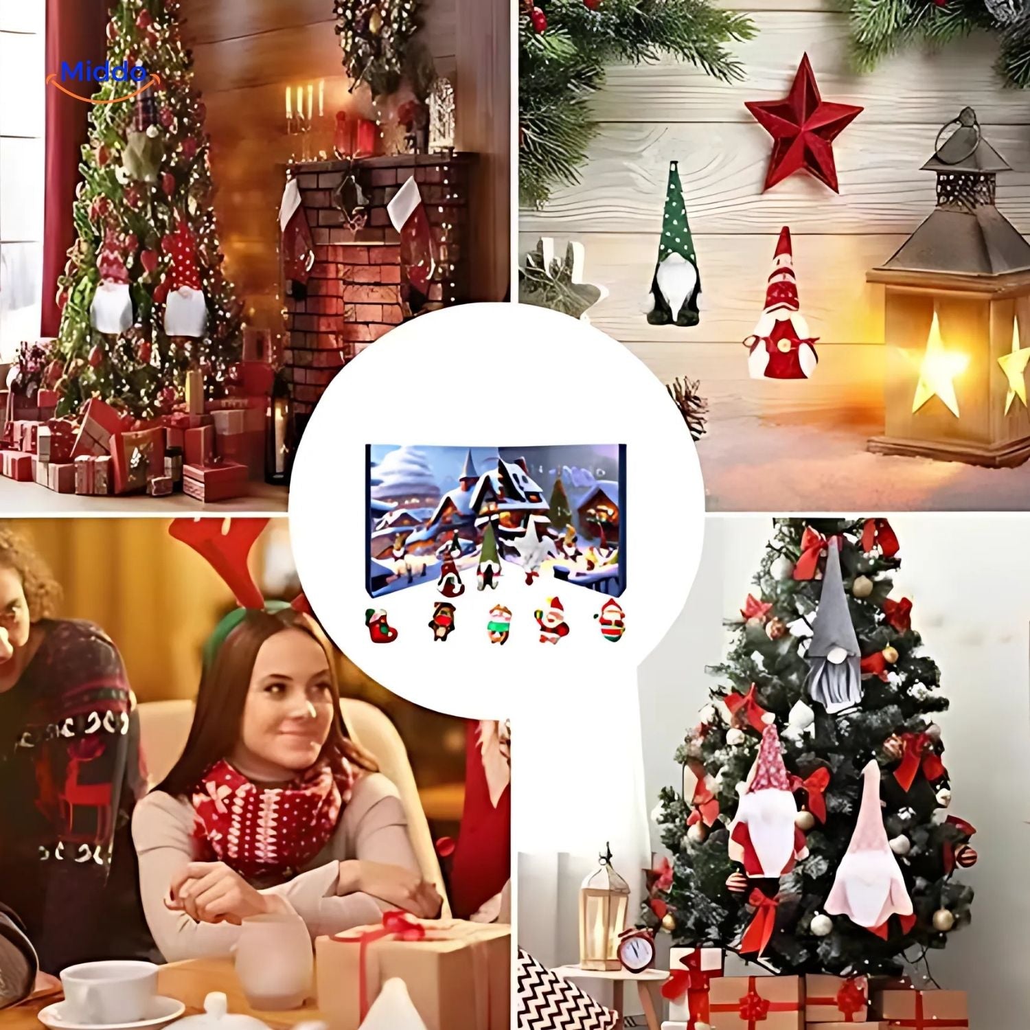 FestiveFrights Calendrier en peluche gnomes de Noël décoration au pied du sapin