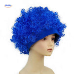 Flagora Perruque bleu boucles perruque fan bandeau sportsupporter www.middo.fr
