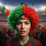Flagora Perruque boucles perruque fan stade supporter look www.middo.fr