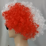 Flagora Perruque boucles rouge blanc perruque supporter accessoire fête www.middo.fr