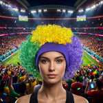 Flagora Perruque multicolore perruque bouclée stade bandeau fan www.middo.fr