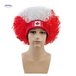 Flagora Perruque rouge blanc perruque fan bandeau supporter wedstrijd www.middo.fr