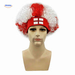 Flagora Perruque rouge blanc perruque bouclée Danemark bandeau supporter www.middo.fr