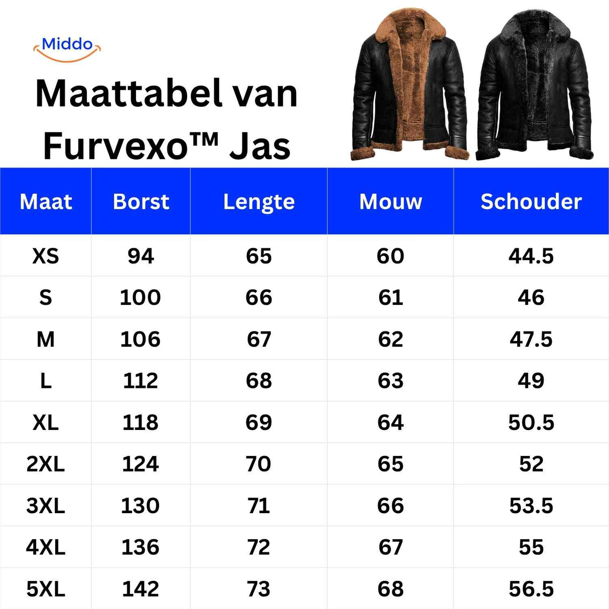 Furvexo veste guide des tailles