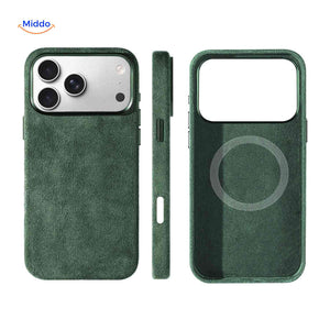 Coque iPhone AlcantaPro compatible MagSafe, vert, vue 4