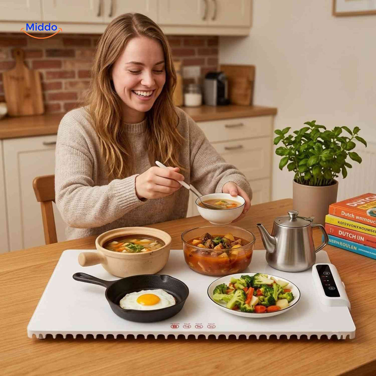 Chauffe-plats HeatFold pliable en silicone avec minuterie, vue 01