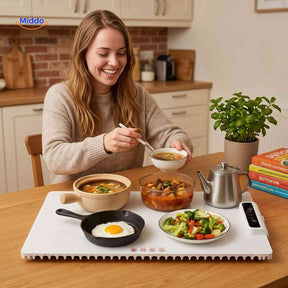 Chauffe-plats HeatFold pliable en silicone avec minuterie, vue 01