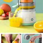 Juice-O-Matic versgeperste sapmachine met sinaasappelsap