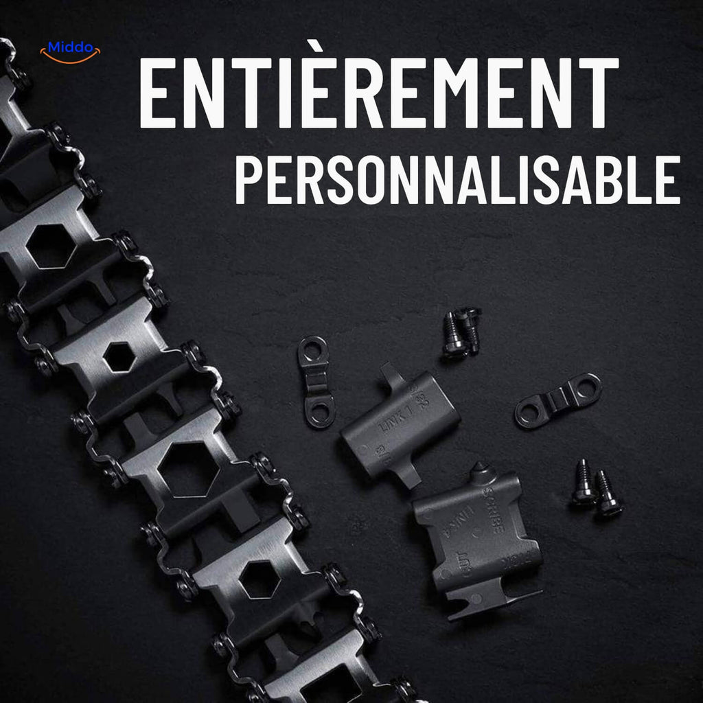 SurvivePro™ Tread Multi-Tool Bracelet | Acier Inoxydable, Compacte & Ultra-Résistante !
